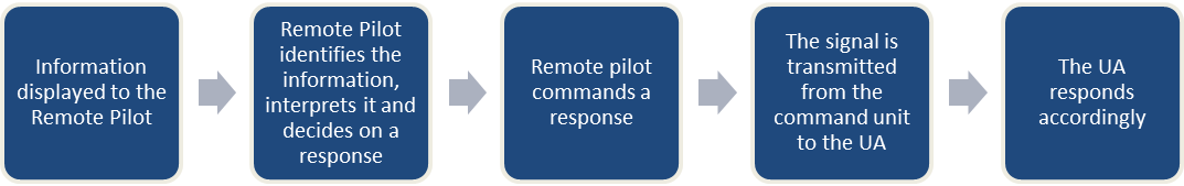 Diagram showing steps in the process between information being displayed to the RP, RP action, transmission of signal and response by the UA that a risk assessment should consider potential operational and technical factors leading to a delay in response
